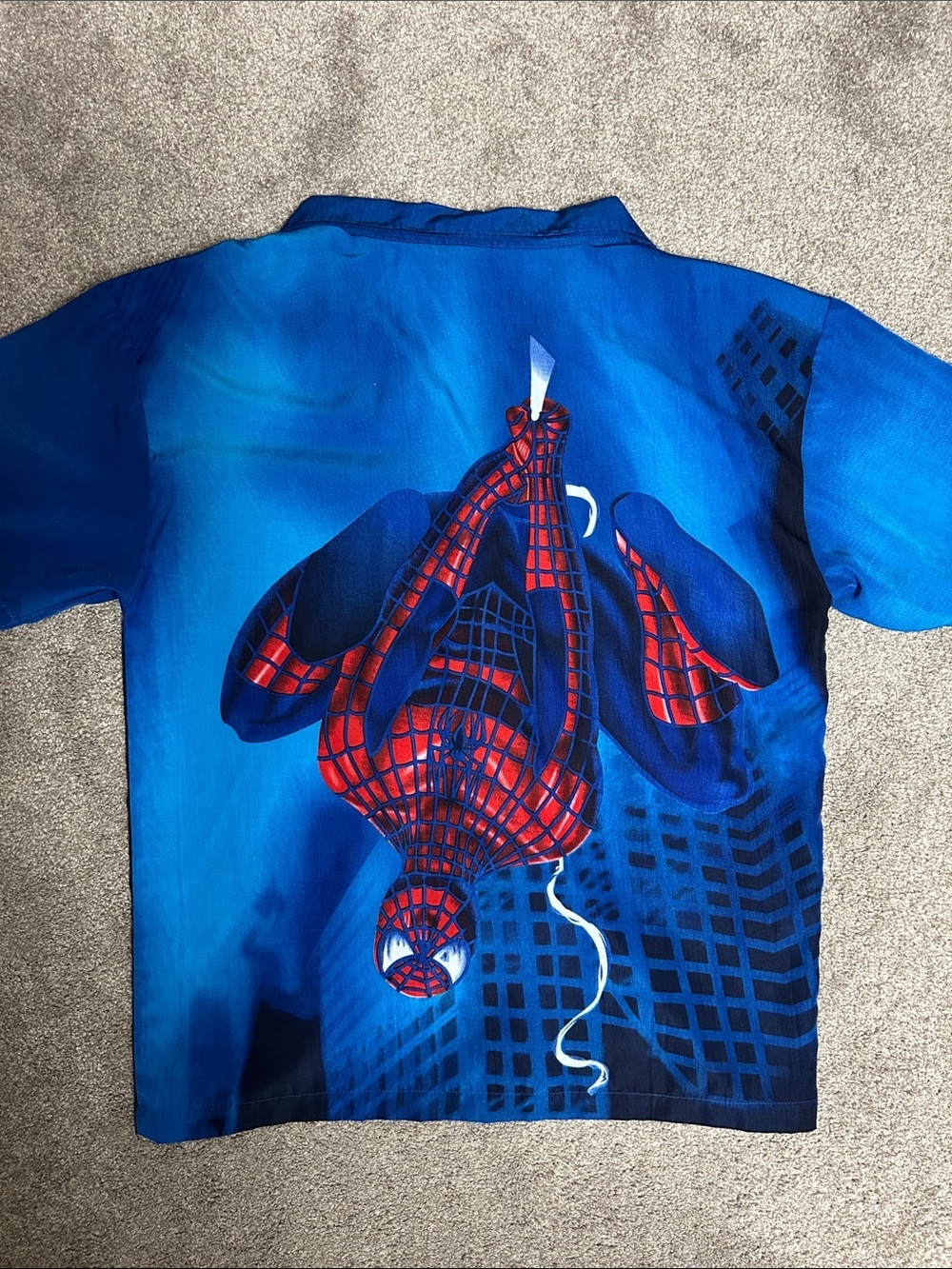 Vintage 2002 Spider Man All Over Print Button Down Shirt - Picture 2 of 6